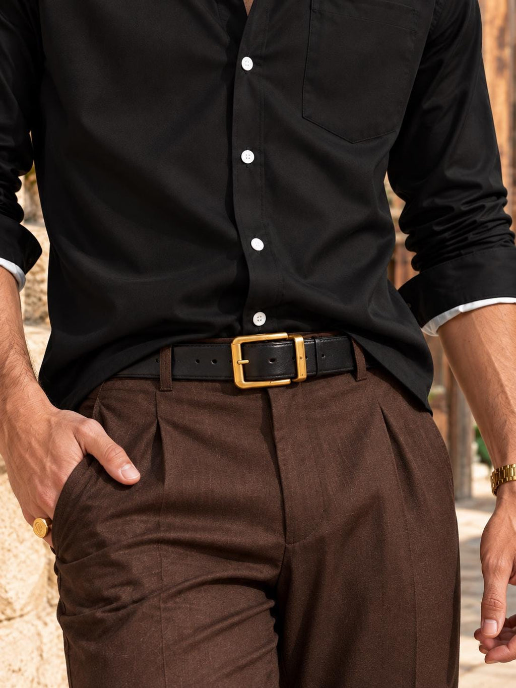 ByZaynCo Black Peach-Skin Button-Up Shirt | Long Sleeve — product image 1