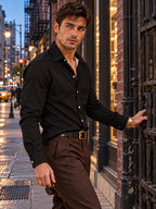 ByZaynCo Black Peach-Skin Button-Up Shirt | Long Sleeve — product image 2