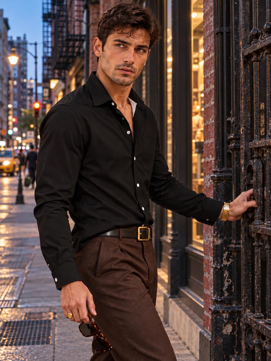 ByZaynCo Black Peach-Skin Button-Up Shirt | Long Sleeve — product image 2