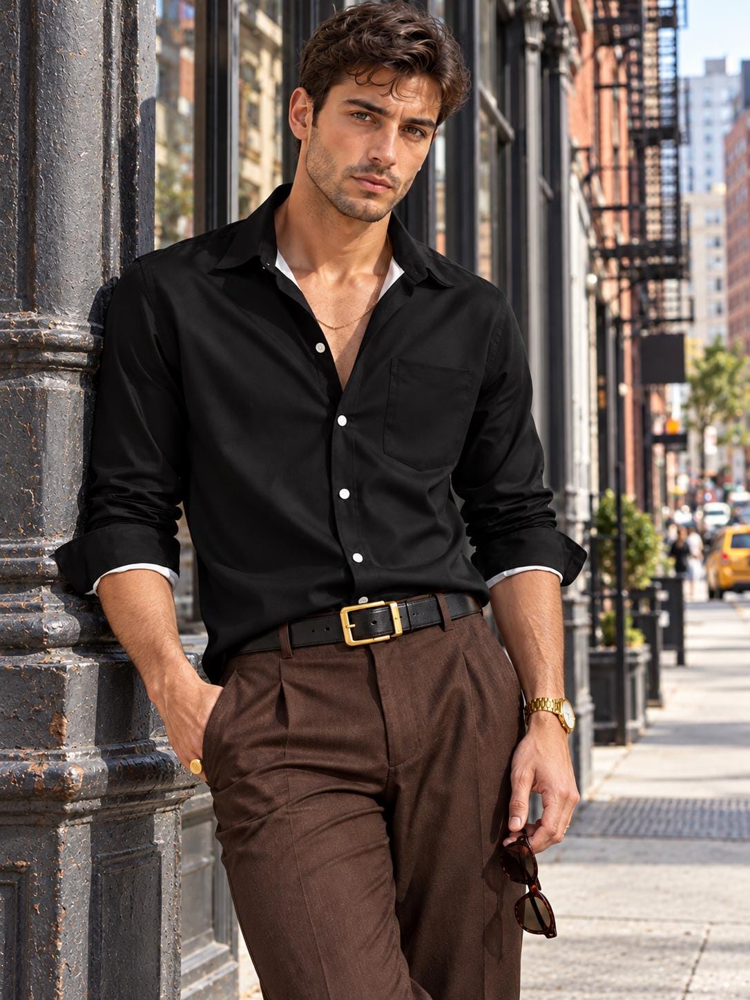 ByZaynCo Black Peach-Skin Button-Up Shirt | Long Sleeve — product image 7