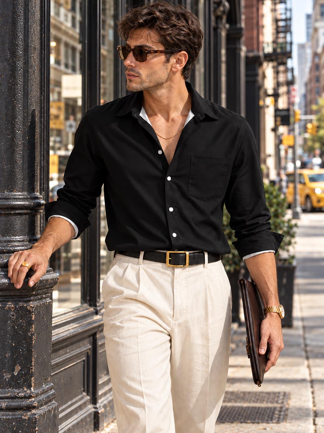 ByZaynCo Black Peach-Skin Button-Up Shirt | Long Sleeve — product image 8