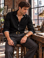 ByZaynCo Black Peach-Skin Button-Up Shirt | Long Sleeve — product image 10