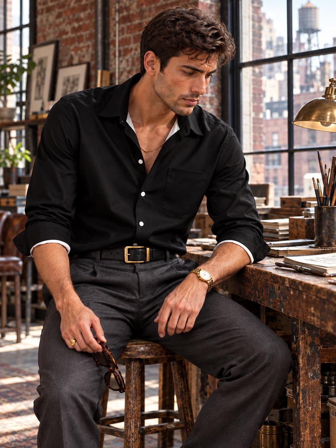 ByZaynCo Black Peach-Skin Button-Up Shirt | Long Sleeve — product image 10