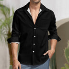 ByZaynCo Black Peach-Skin Button-Up Shirt | Long Sleeve — product image 16