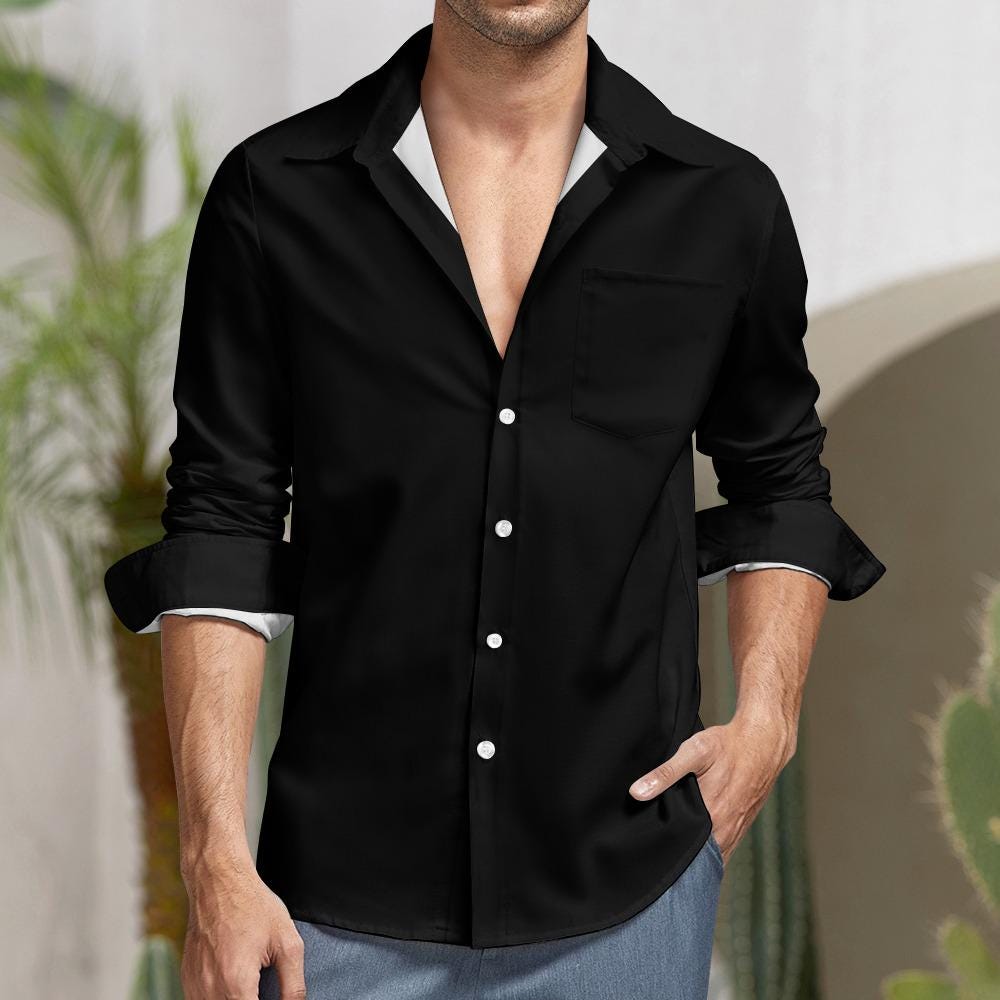 ByZaynCo Black Peach-Skin Button-Up Shirt | Long Sleeve — product image 16