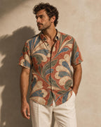 ByZaynCo Terracotta Baroque Slub Cotton Shirt | Short Sleeve — product image 1