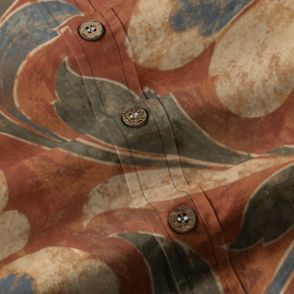 ByZaynCo Terracotta Baroque Slub Cotton Shirt | Short Sleeve — product image 4
