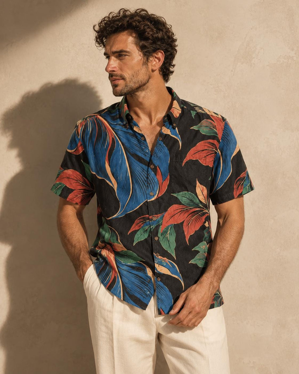 ByZaynCo Black Floral Slub Cotton Shirt | Short Sleeve — product image 1