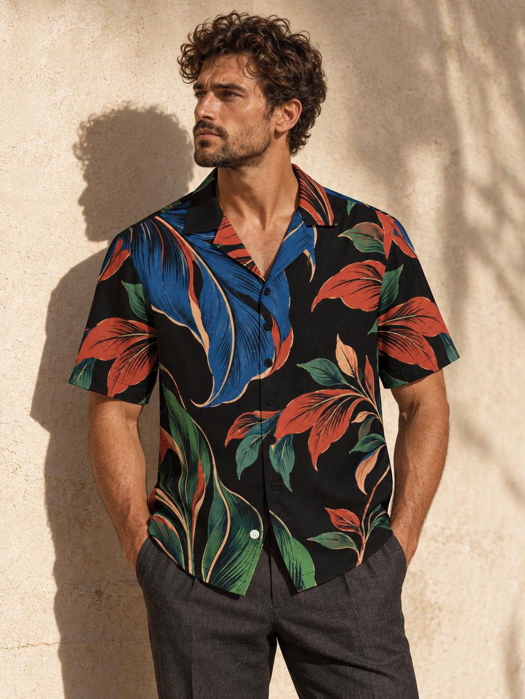 ByZaynCo Black Floral Cotton Poplin Camp Collar Shirt — product image 1