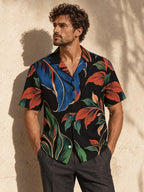 ByZaynCo Black Floral Cotton Poplin Camp Collar Shirt — product image 1