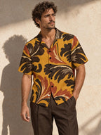 ByZaynCo Mustard 70s Cotton Poplin Camp Collar Shirt — product image 1
