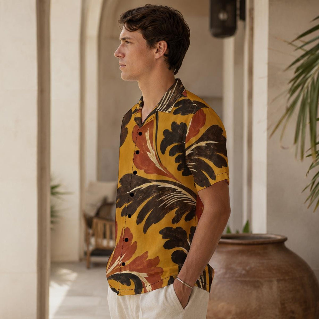 ByZaynCo Mustard 70s Cotton Poplin Camp Collar Shirt — product image 4