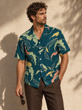 ByZaynCo Teal Botanical Cotton Poplin Camp Collar Shirt — product image 1