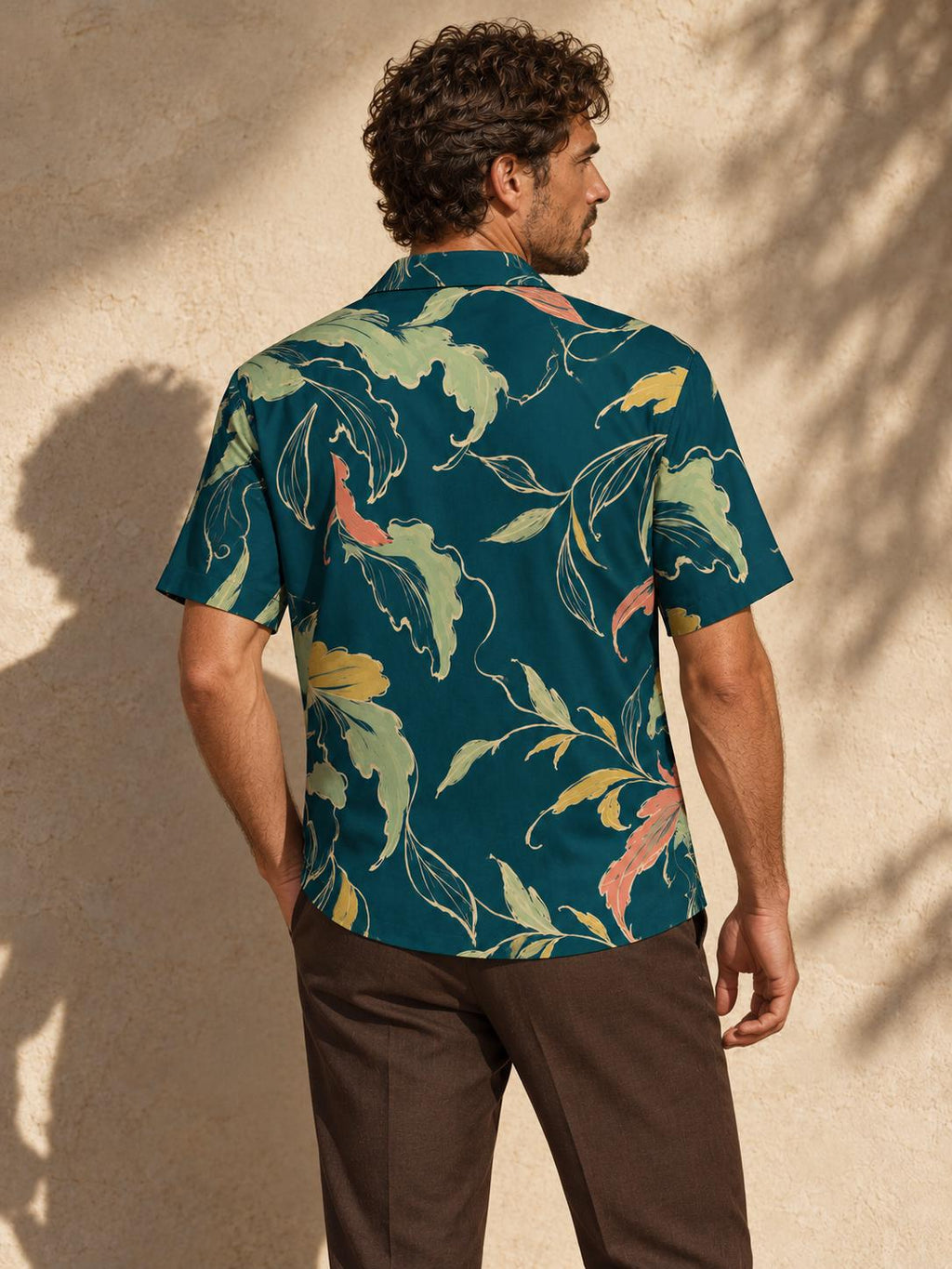 ByZaynCo Teal Botanical Cotton Poplin Camp Collar Shirt — product image 2