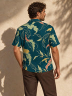 ByZaynCo Teal Botanical Cotton Poplin Camp Collar Shirt — product image 2