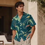 ByZaynCo Teal Botanical Cotton Poplin Camp Collar Shirt — product image 3