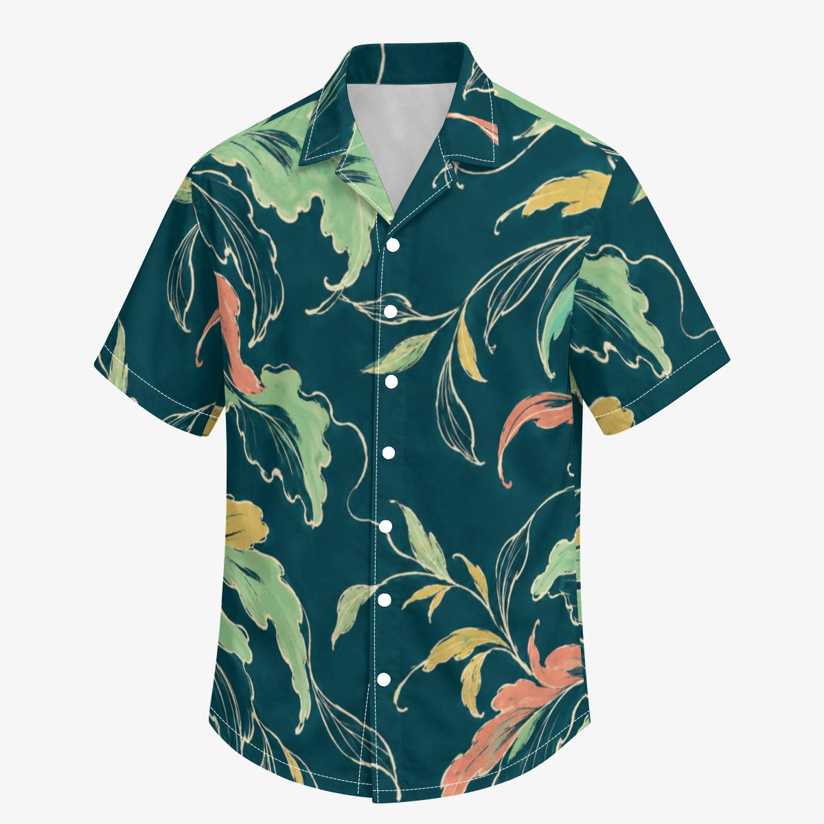 ByZaynCo Teal Botanical Cotton Poplin Camp Collar Shirt — product image 6