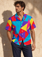ByZaynCo 80s Color Block Cotton Poplin Camp Collar Shirt — product image 1