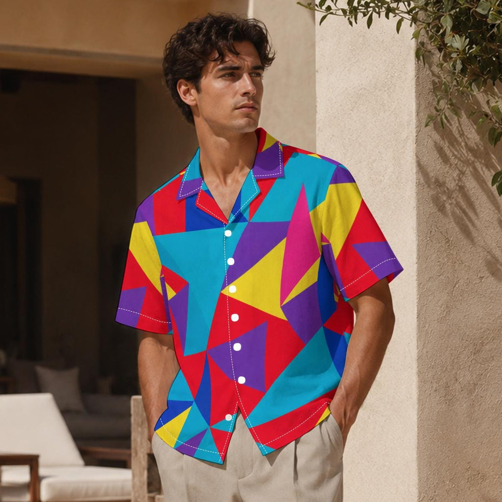ByZaynCo 80s Color Block Cotton Poplin Camp Collar Shirt — product image 3