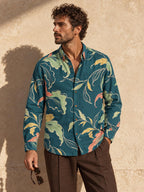 ByZaynCo Teal Botanical Slub Cotton Shirt | Long Sleeve — product image 1