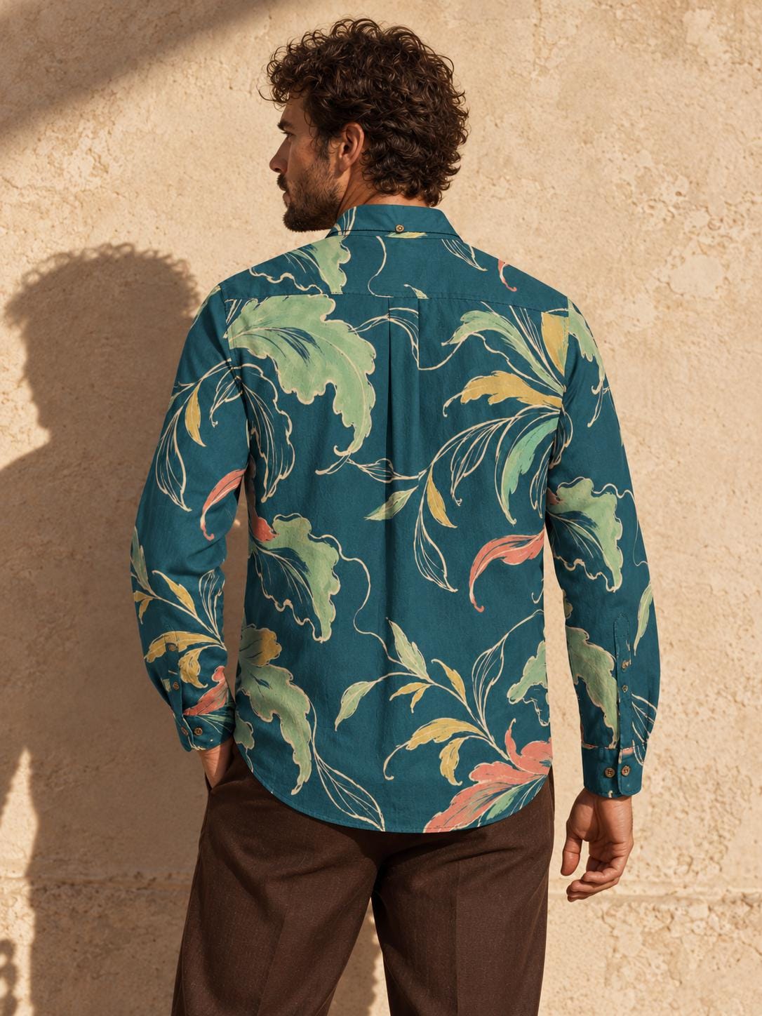 ByZaynCo Teal Botanical Slub Cotton Shirt | Long Sleeve — product image 2