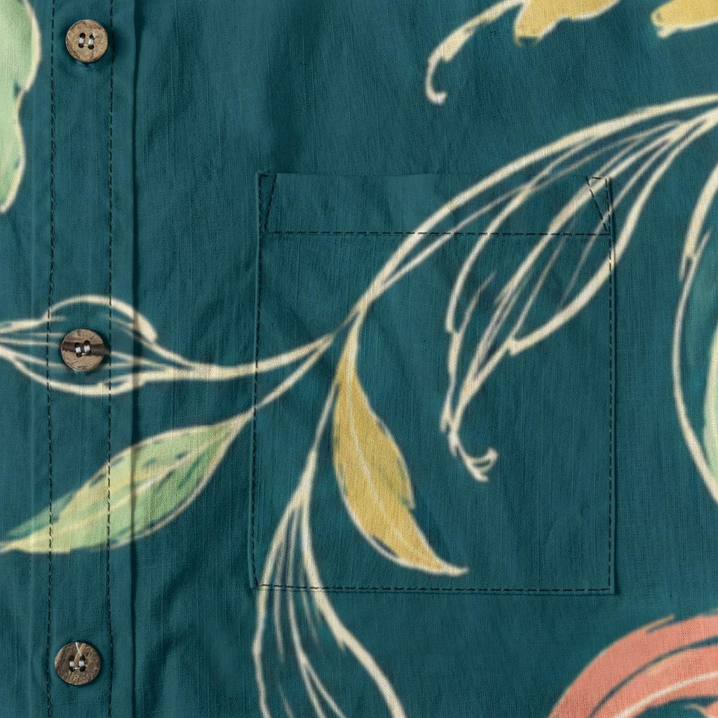 ByZaynCo Teal Botanical Slub Cotton Shirt | Long Sleeve — product image 3