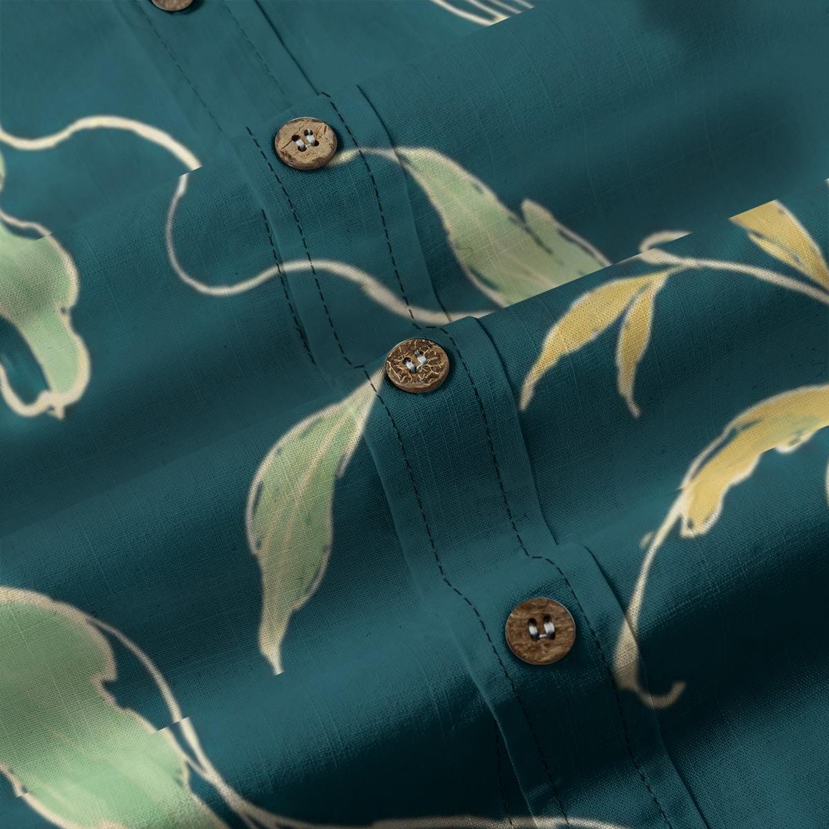 ByZaynCo Teal Botanical Slub Cotton Shirt | Long Sleeve — product image 4