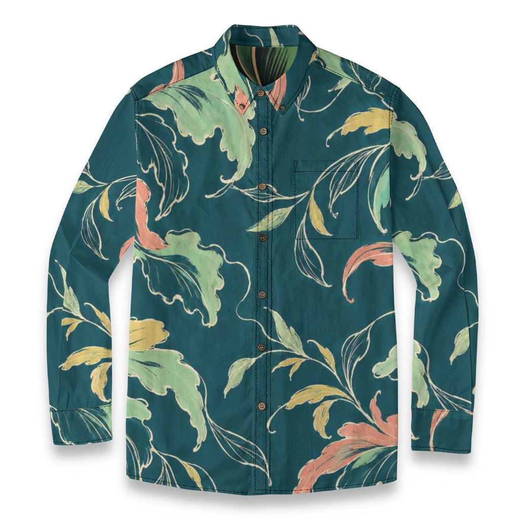 ByZaynCo Teal Botanical Slub Cotton Shirt | Long Sleeve — product image 6