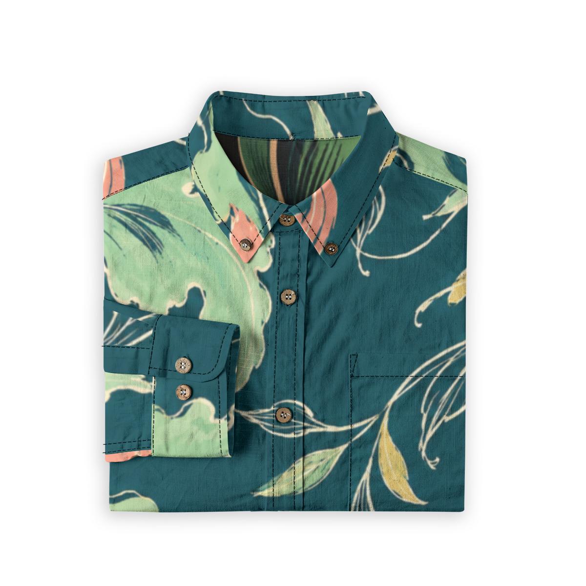 ByZaynCo Teal Botanical Slub Cotton Shirt | Long Sleeve — product image 9