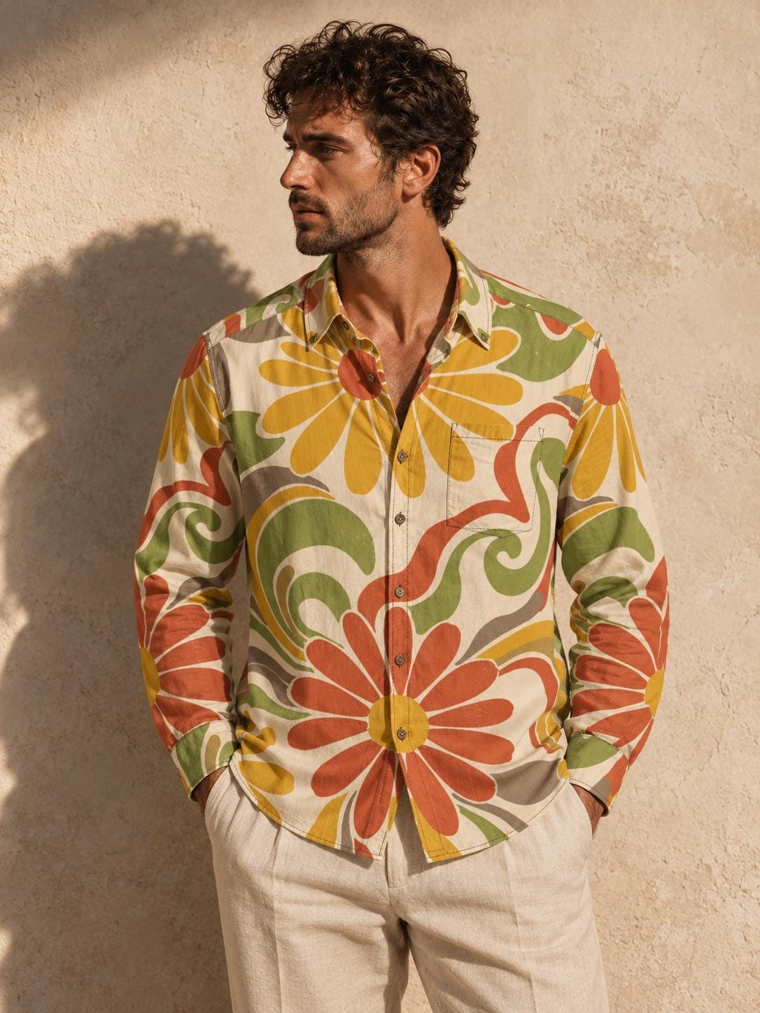 ByZaynCo 70s Daisy Slub Cotton Shirt | Long Sleeve — product image 1