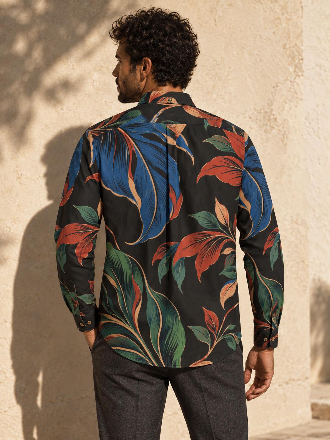 ByZaynCo Black Floral Slub Cotton Shirt | Long Sleeve — product image 2