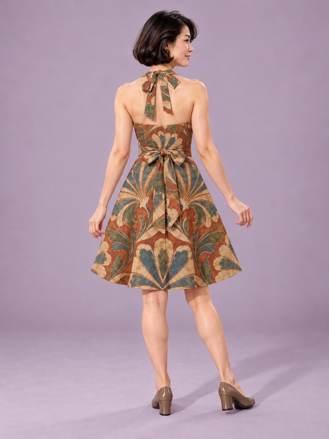 ByZaynCo Terracotta Baroque Halter Skater Dress — product image 2
