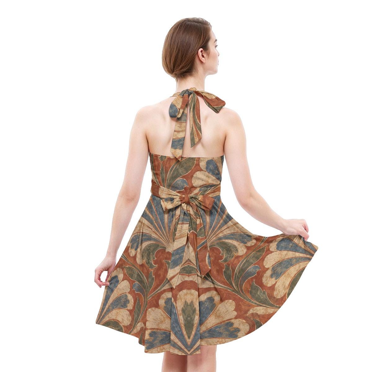 ByZaynCo Terracotta Baroque Halter Skater Dress — product image 5