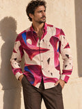 ByZaynCo Pink Abstract Slub Cotton Shirt | Long Sleeve — product image 1