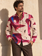 ByZaynCo Pink Abstract Slub Cotton Shirt | Long Sleeve — product image 1