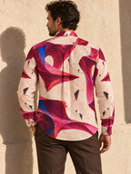 ByZaynCo Pink Abstract Slub Cotton Shirt | Long Sleeve — product image 2