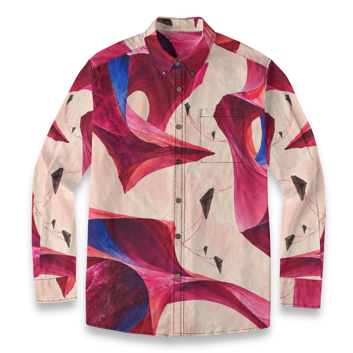 ByZaynCo Pink Abstract Slub Cotton Shirt | Long Sleeve — product image 6