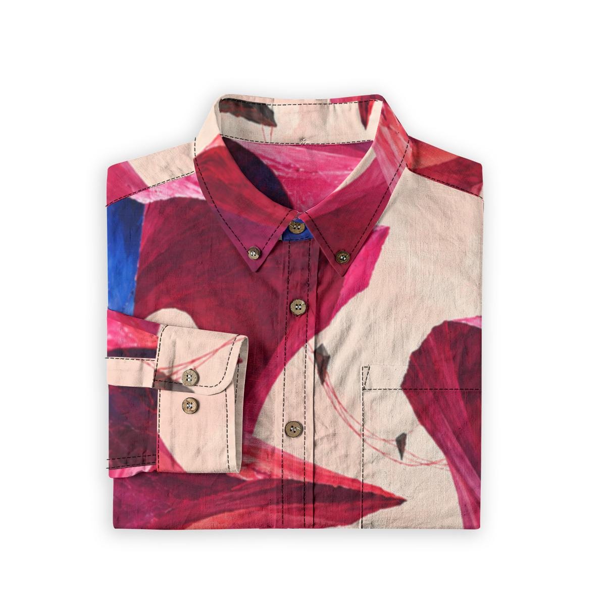 ByZaynCo Pink Abstract Slub Cotton Shirt | Long Sleeve — product image 9