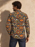 ByZaynCo Navy Folk Floral Slub Cotton Shirt | Long Sleeve — product image 2