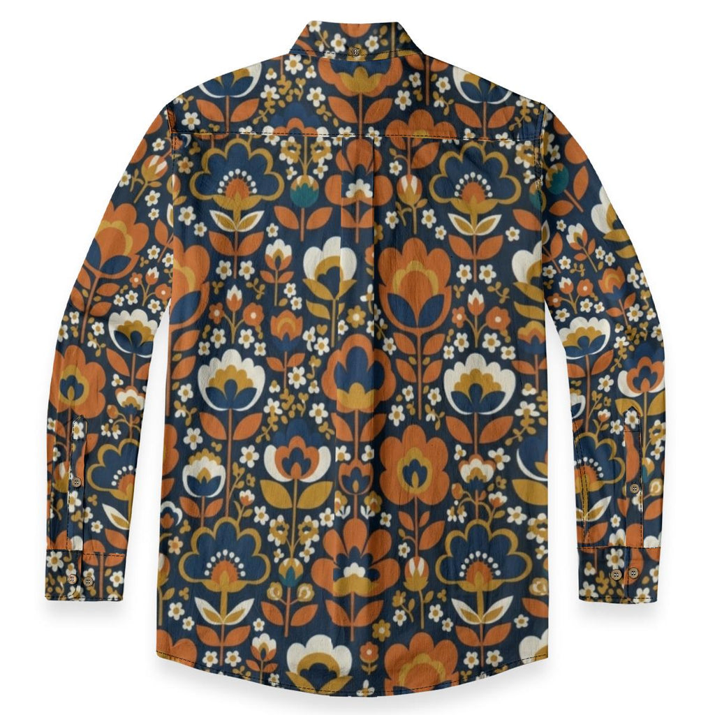 ByZaynCo Navy Folk Floral Slub Cotton Shirt | Long Sleeve — product image 4