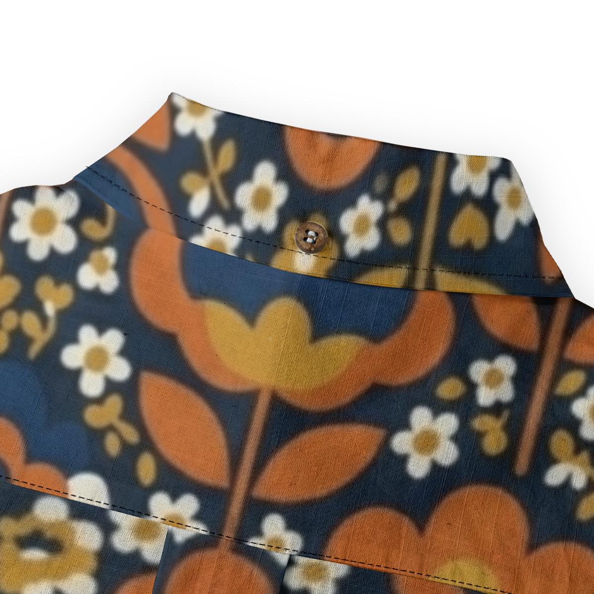 ByZaynCo Navy Folk Floral Slub Cotton Shirt | Long Sleeve — product image 6