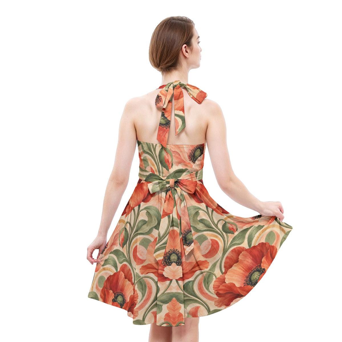 ByZaynCo Coral Poppy Halter Skater Dress — product image 5
