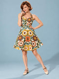 ByZaynCo 70s Daisy Halter Skater Dress | Mustard & Orange — product image 1