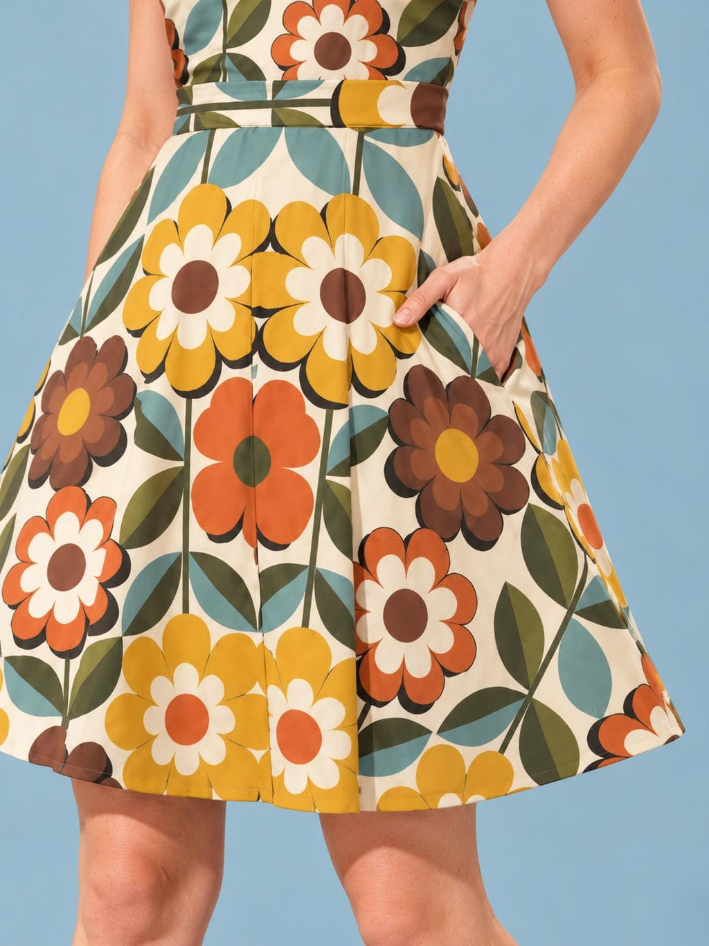 ByZaynCo 70s Daisy Halter Skater Dress | Mustard & Orange — product image 3