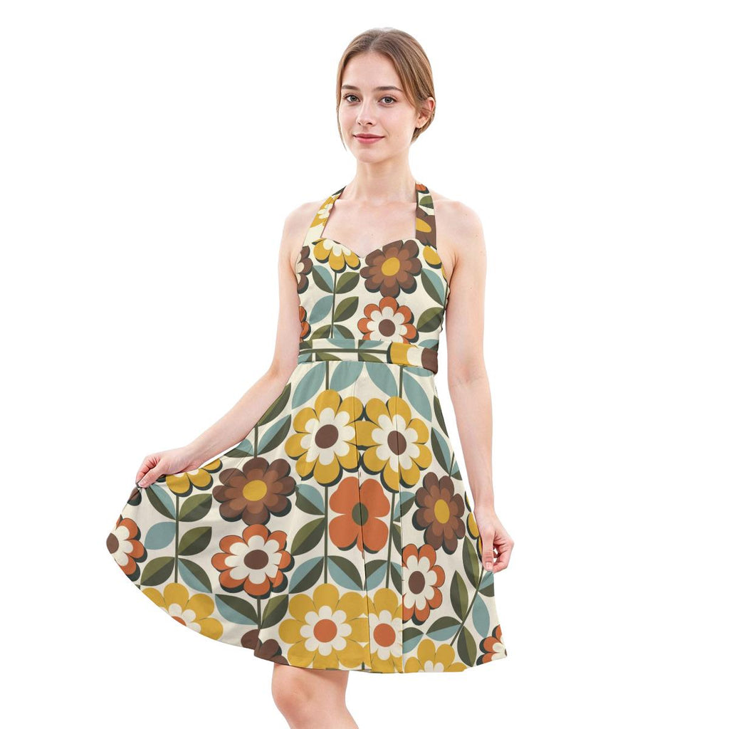 ByZaynCo 70s Daisy Halter Skater Dress | Mustard & Orange — product image 4