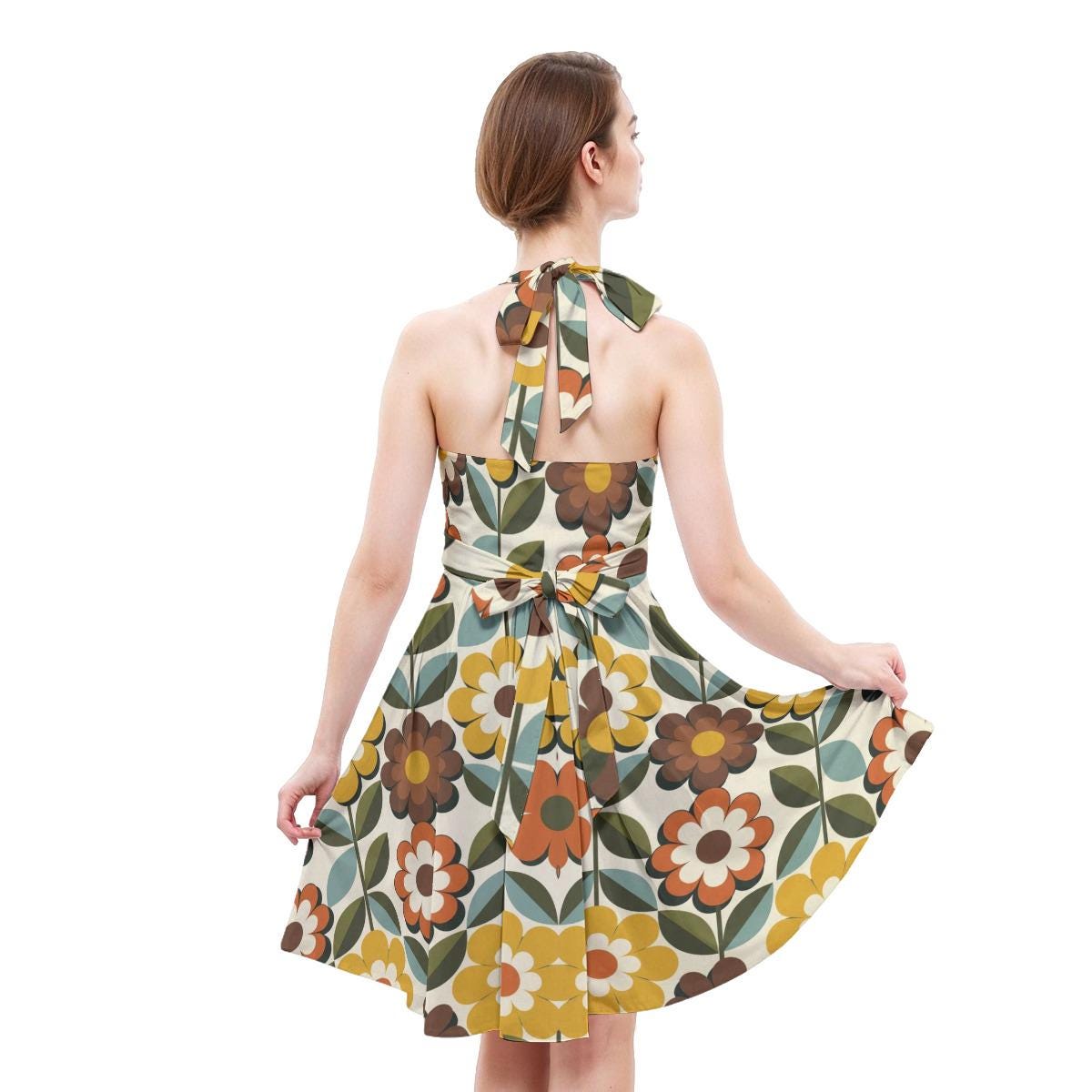 ByZaynCo 70s Daisy Halter Skater Dress | Mustard & Orange — product image 5