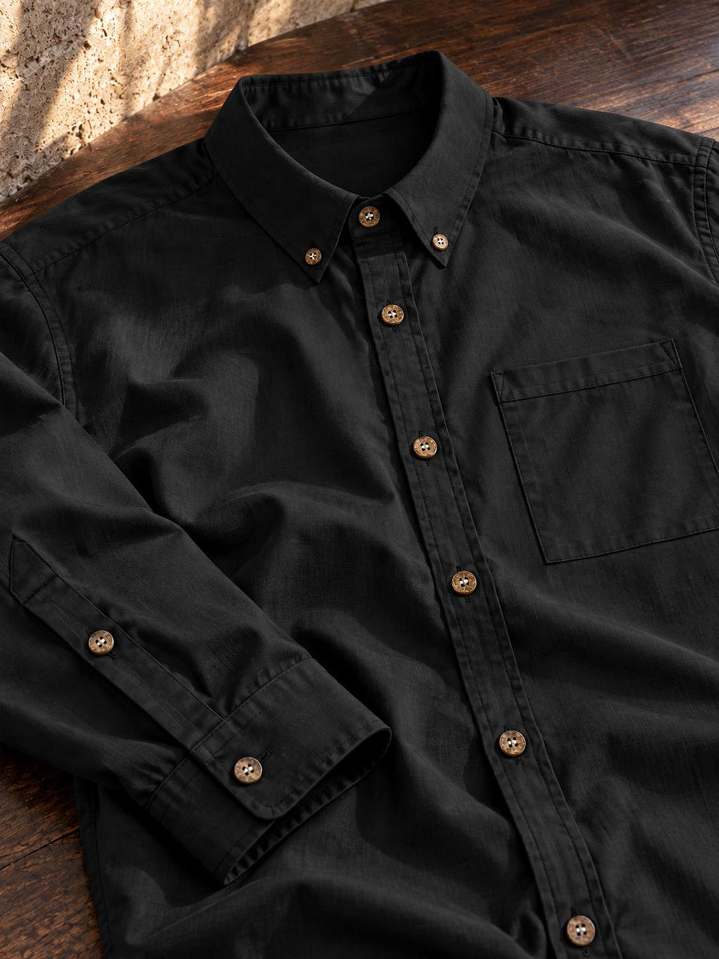 ByZaynCo men's black slub cotton long-sleeve shirt — product view 3