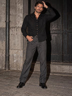 ByZaynCo men's black slub cotton long-sleeve shirt — product view 6