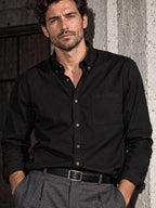 ByZaynCo men's black slub cotton long-sleeve shirt — product view 7
