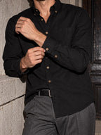 ByZaynCo men's black slub cotton long-sleeve shirt — product view 9